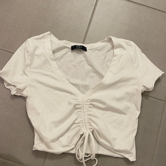 Ruched adjustable white crop top - Picture 1 of 1